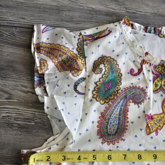 Talbots Paisley Flutter-Sleeve Blouse — Size XL — NWOT - Picture 6 of 7